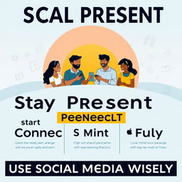 A visually engaging poster promoting responsible social media use and digital well-being