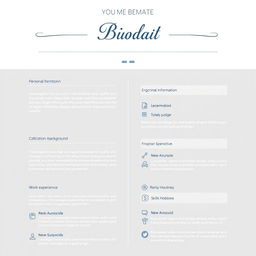 A beautifully designed biodata template that includes sections for personal information, educational background, work experience, skills, and hobbies