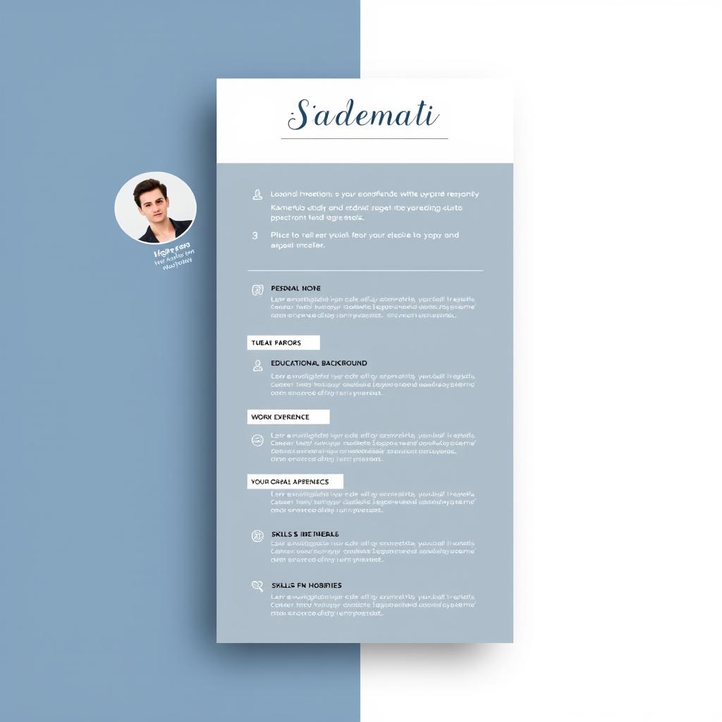 A beautifully designed biodata template that includes sections for personal information, educational background, work experience, skills, and hobbies