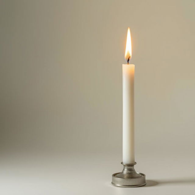 A tall candle before it is lit, which burns down to become shorter as it is used over time.