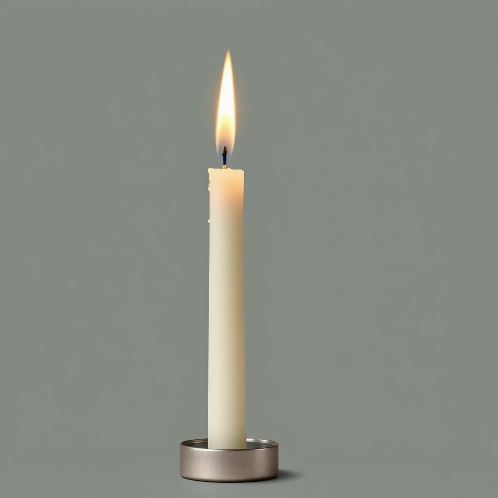 A tall candle before it is lit, which burns down to become shorter as it is used over time.