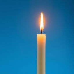 A tall candle before it is lit, which burns down to become shorter as it is used over time.