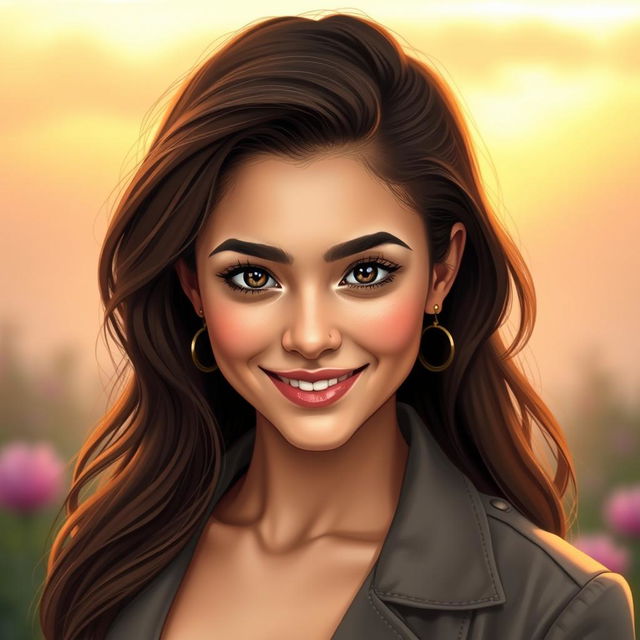 A portrait of a soulmate, depicting an attractive, charismatic individual with captivating eyes and a warm smile