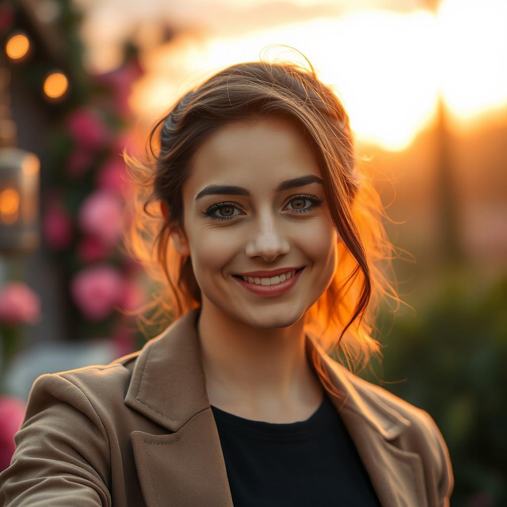 A portrait of a soulmate, depicting an attractive, charismatic individual with captivating eyes and a warm smile