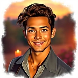 A portrait of a soulmate, depicting an attractive, charismatic individual with captivating eyes and a warm smile