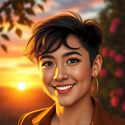 A portrait of a soulmate, depicting an attractive, charismatic individual with captivating eyes and a warm smile