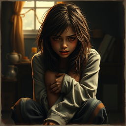 A powerful and emotional poster depicting a young woman experiencing a moment of struggle and despair