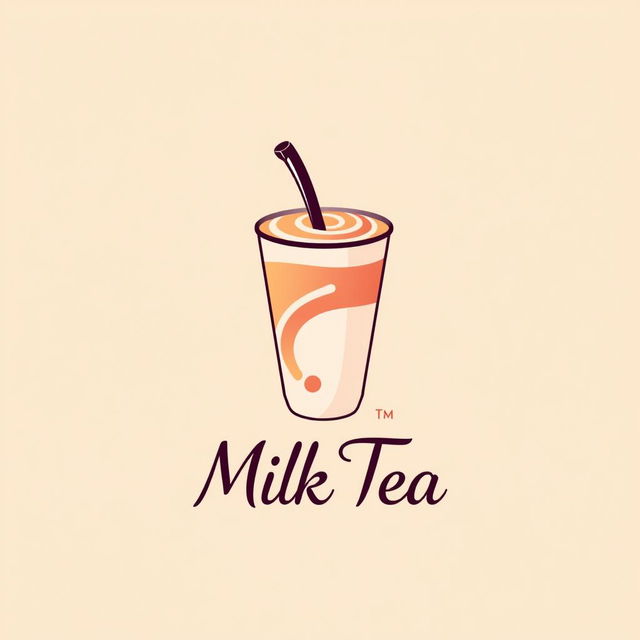 A sleek and modern logo design for a milk tea brand