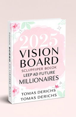 A book cover design for Amazon Kindle featuring the title "2025 VISION BOARD CLIPART BOOK FOR FUTURE MILLIONAIRES" and the author's name "TOMAS DERICHS"