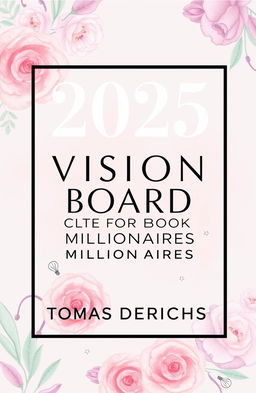 A book cover design for Amazon Kindle featuring the title "2025 VISION BOARD CLIPART BOOK FOR FUTURE MILLIONAIRES" and the author's name "TOMAS DERICHS"