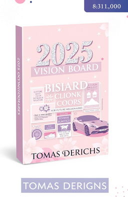 A captivating book cover design for the Kindle edition titled '2025 VISION BOARD CLIPART BOOK FOR FUTURE MILLIONAIRES' by author 'TOMAS DERICHS'
