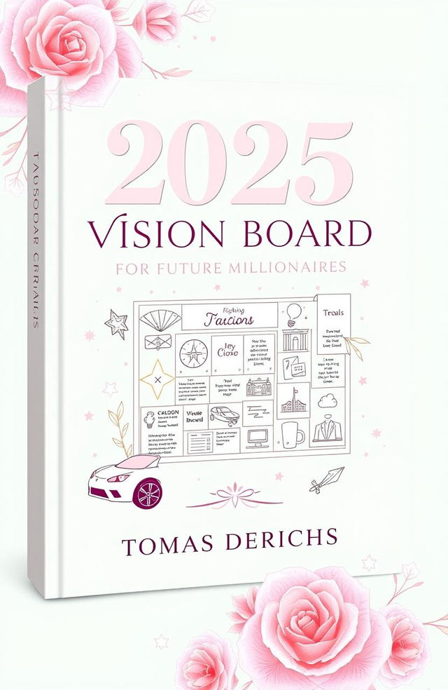 A captivating book cover design for the Kindle edition titled '2025 VISION BOARD CLIPART BOOK FOR FUTURE MILLIONAIRES' by author 'TOMAS DERICHS'