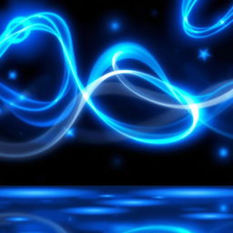 An animated scene featuring dynamic blue lights swirling and pulsating in various patterns