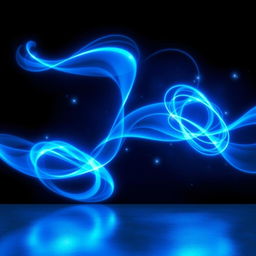 An animated scene featuring dynamic blue lights swirling and pulsating in various patterns