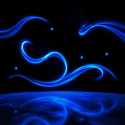 An animated scene featuring dynamic blue lights swirling and pulsating in various patterns