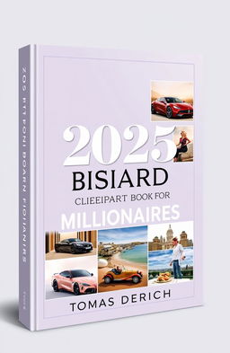 An elegant and stylish book cover design for an Amazon Kindle publication titled '2025 VISION BOARD CLIPART BOOK FOR FUTURE MILLIONAIRES' by author 'TOMAS DERICHS'