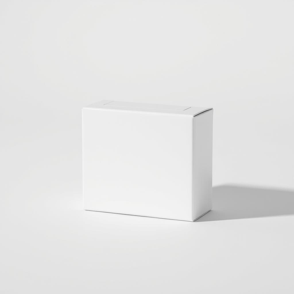 A plain white box designed for band-aids, featuring a smooth surface and minimalist design