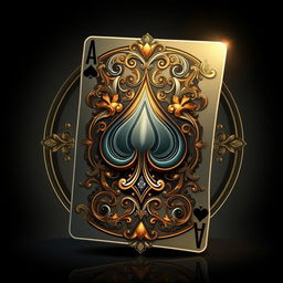 A stunningly detailed and artistic illustration of a playing card, specifically the Ace of Spades