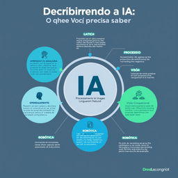 A visually captivating infographic illustrating the concept 'Decifrando a IA: O que Você Precisa Saber'