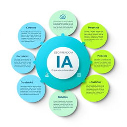 A visually captivating infographic illustrating the concept 'Decifrando a IA: O que Você Precisa Saber'