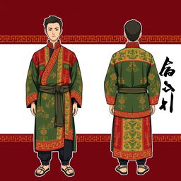 An illustration showcasing a modern male garment inspired by the traditional Bhutanese Gho