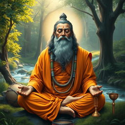 A majestic depiction of Gorakhnath, the revered yogi and founder of the Nath tradition