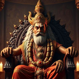 A majestic Ravan, a mythical figure from Hindu mythology, depicted with only one head that lacks a beard but features a prominent moustache