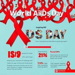 A vibrant and informative poster for World AIDS Day, featuring bold graphics and striking colors