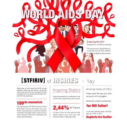 A vibrant and informative poster for World AIDS Day, featuring bold graphics and striking colors