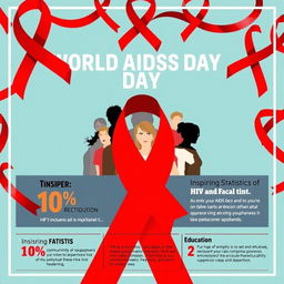 A vibrant and informative poster for World AIDS Day, featuring bold graphics and striking colors