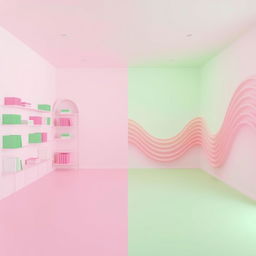 A contemplative escape room scene that artistically represents themes of OCD (Obsessive-Compulsive Disorder) and bipolar disorder, designed without any words and intentionally not very crowded