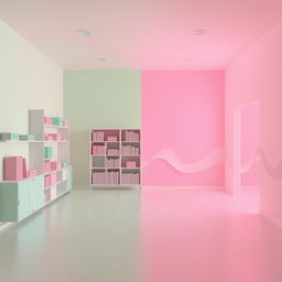 A contemplative escape room scene that artistically represents themes of OCD (Obsessive-Compulsive Disorder) and bipolar disorder, designed without any words and intentionally not very crowded