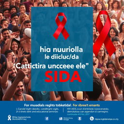 A powerful and informative poster for World AIDS Day, featuring a bold red ribbon symbolizing the fight against AIDS