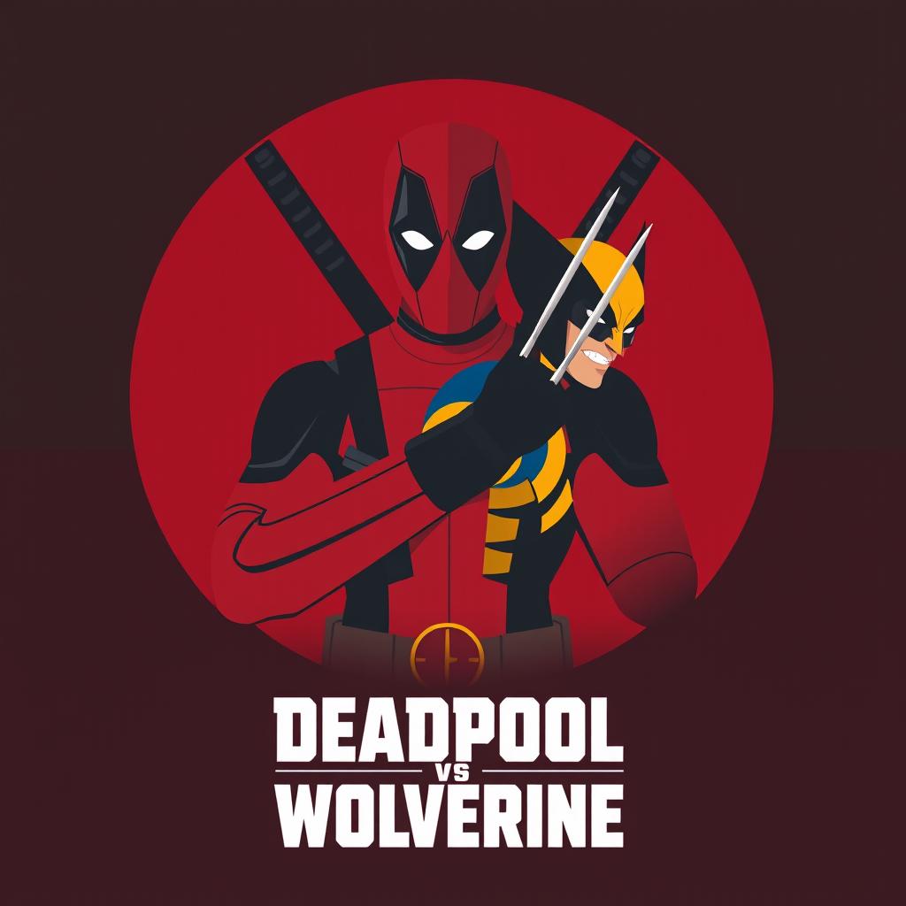 A minimalist movie poster featuring Deadpool and Wolverine