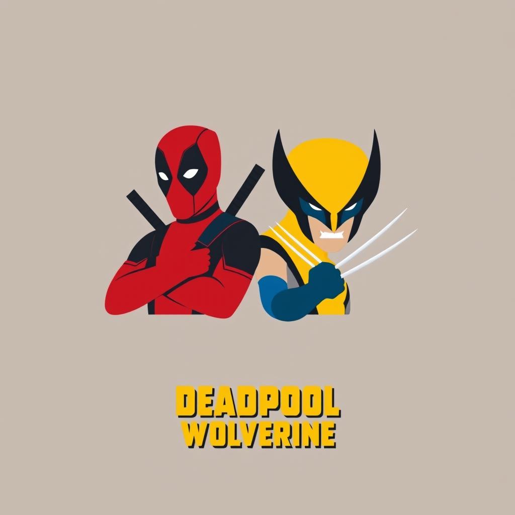 A minimalist movie poster featuring Deadpool and Wolverine