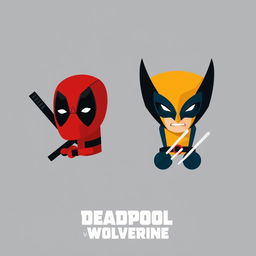 A minimalist movie poster featuring Deadpool and Wolverine