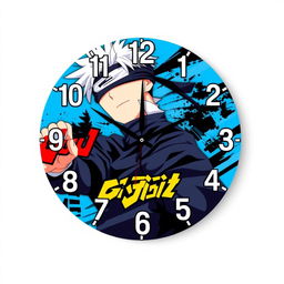 A stylish wall clock design featuring Gojo Satoru, the popular character from the anime series 'Jujutsu Kaisen'