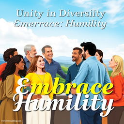 A vibrant and inspiring poster promoting the themes of non-partisanship and humility