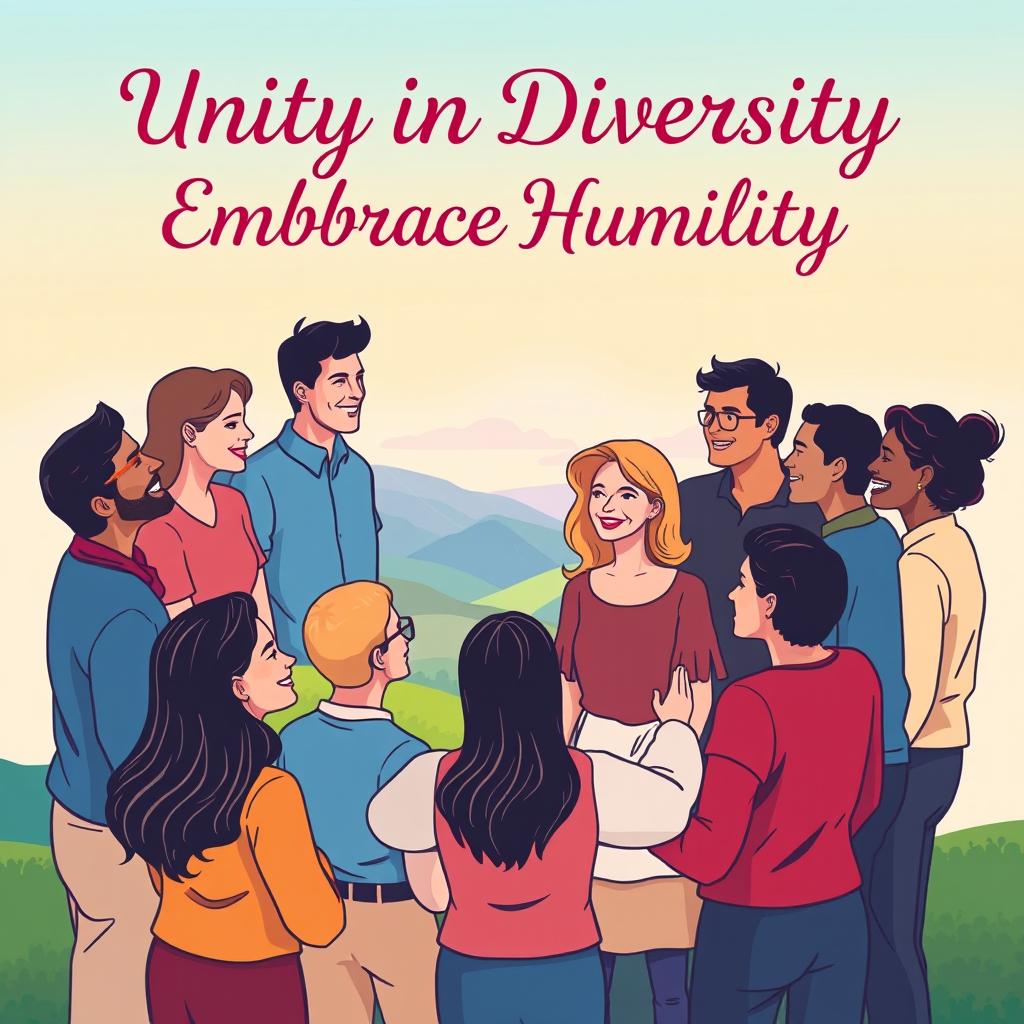 A vibrant and inspiring poster promoting the themes of non-partisanship and humility