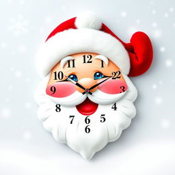 A festive wall clock design shaped like the head of Santa Claus
