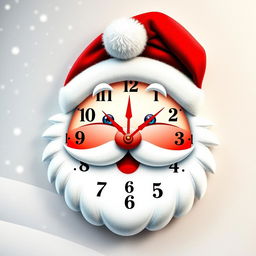 A festive wall clock design shaped like the head of Santa Claus