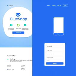 A modern, clean homepage design for a digital wallet service called 'BlueSnap'