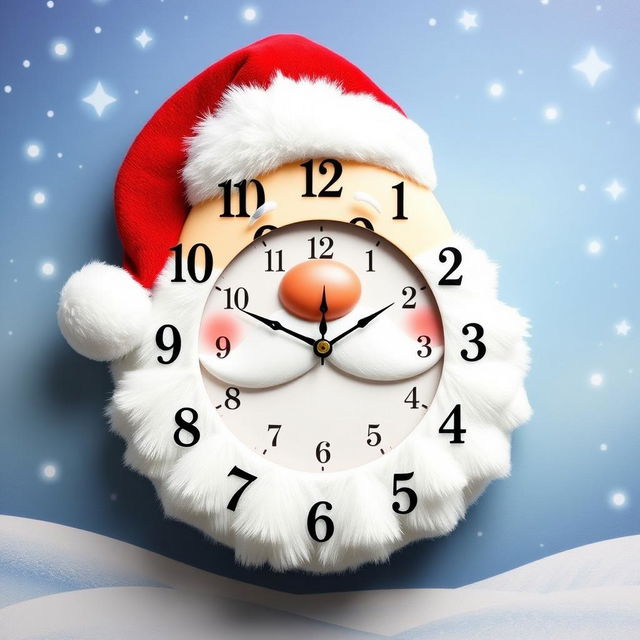 A festive wall clock designed as Santa Claus