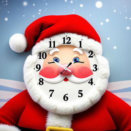 A festive wall clock designed as Santa Claus