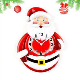 A whimsical wall clock designed in the shape of Santa Claus