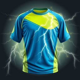A stylish cricket t-shirt design featuring a bold graphic of thunder, illuminating the background with an electrifying atmosphere