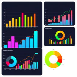 A dynamic business graph and chart concept featuring colorful data visualizations that showcase financial analysis