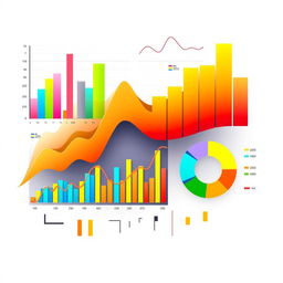 A dynamic business graph and chart concept featuring colorful data visualizations that showcase financial analysis