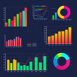 A dynamic business graph and chart concept featuring colorful data visualizations that showcase financial analysis