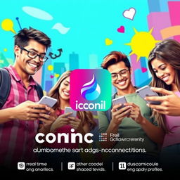 An eye-catching advertisement for a new popular social media mobile app called "Iconic"